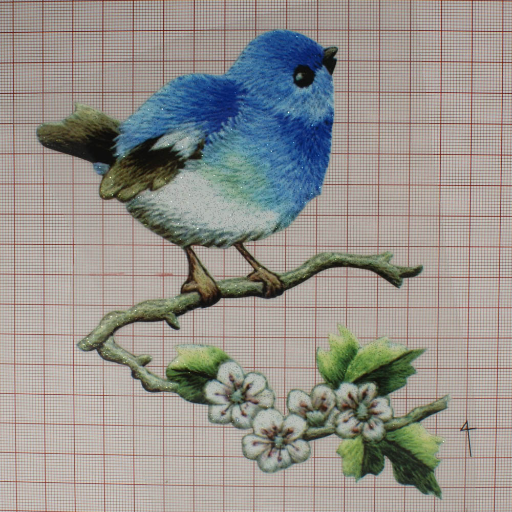 Термоаппликация Птица Синяя 12,5*16см, цветная, шт. Термопереводки Цветы, Птицы