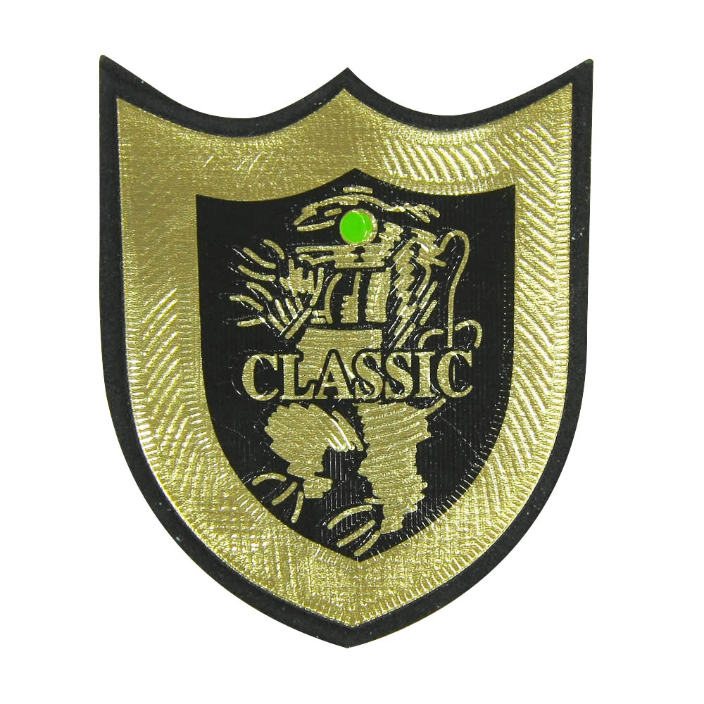 Нашивка тканевая резиновая накладка Classic черный, золото (№5). Нашивка Ткань