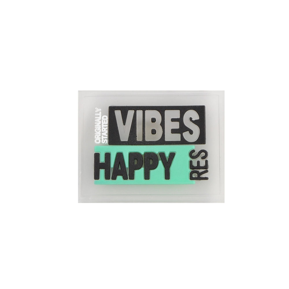 Лейба резина, VIBES HAPPY, 3*4см, зеленый, белый, черный, серый, шт. Лейба Резина