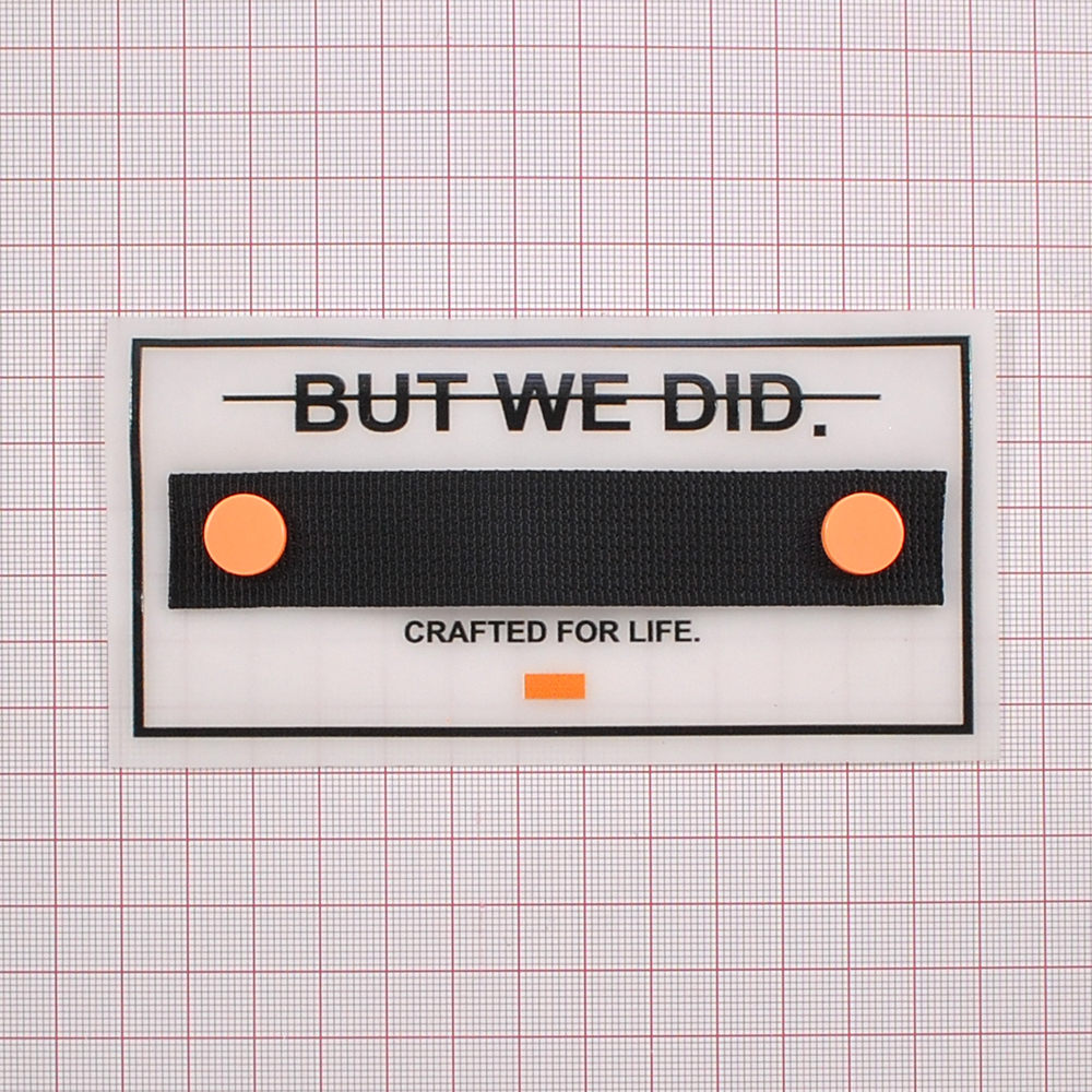 Лейба клеенка и ткань с хольнитенами BUT WE DID, 7*13,5см, черный, оранжевый, прозрачный, шт. Лейба Клеенка