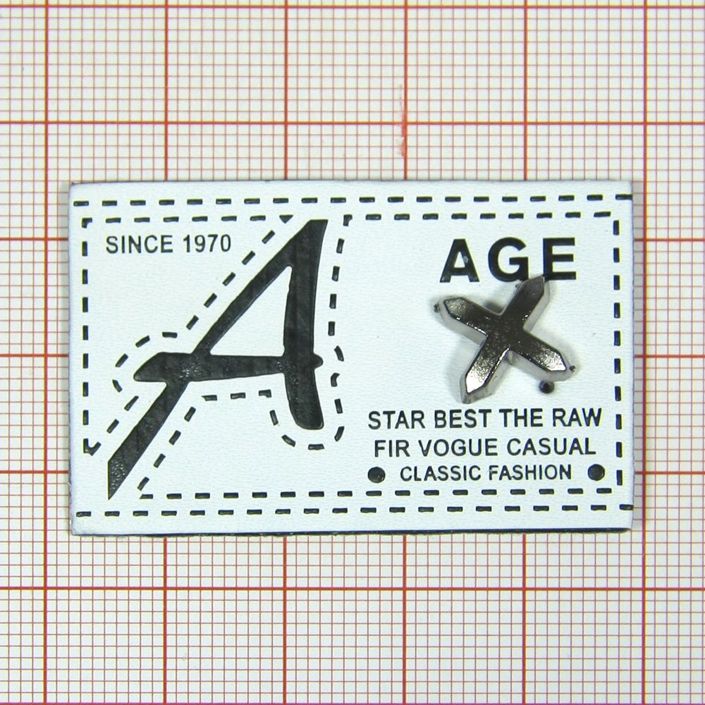 Лейба кожзам Age A 47*30мм белая, черная, BN. Лейба Кожзам