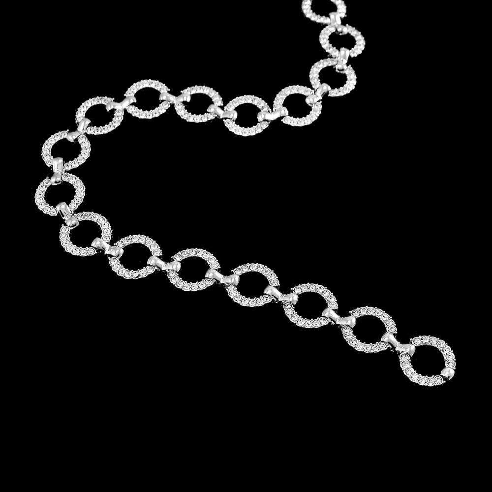 Тесьма стразы Браслет,  1,5см, белый, серебро, ярд. Тесьма из страз