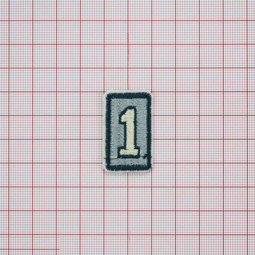 Нашивка войлок "1" Единица Вышитая прямоугольная, люрекс серебро, 34*20мм, шт. Шеврон Нашивка