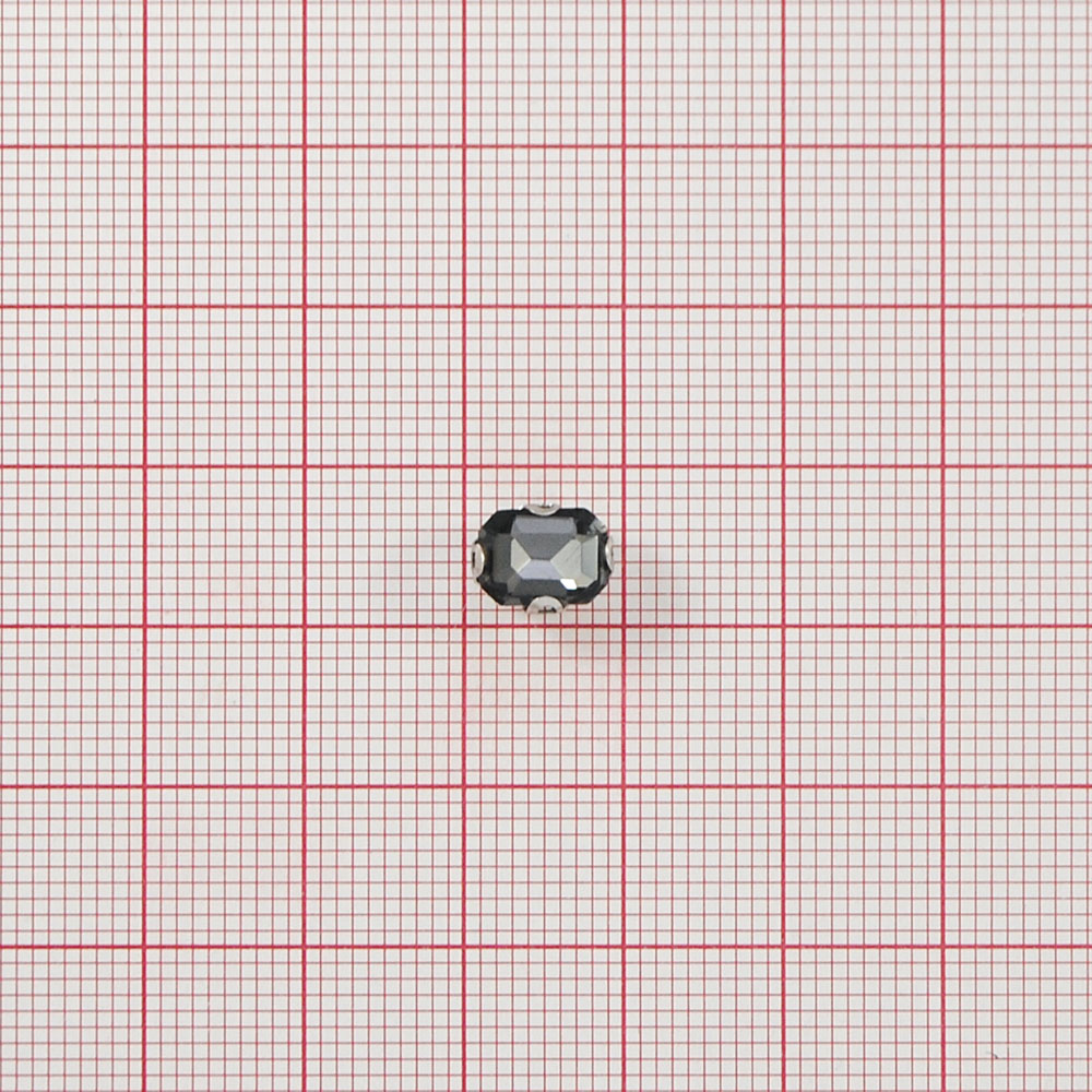 Стразы пришивные в металле, прямоугольник, 6*8мм, black diamond, шт. Стразы пришивные в металле