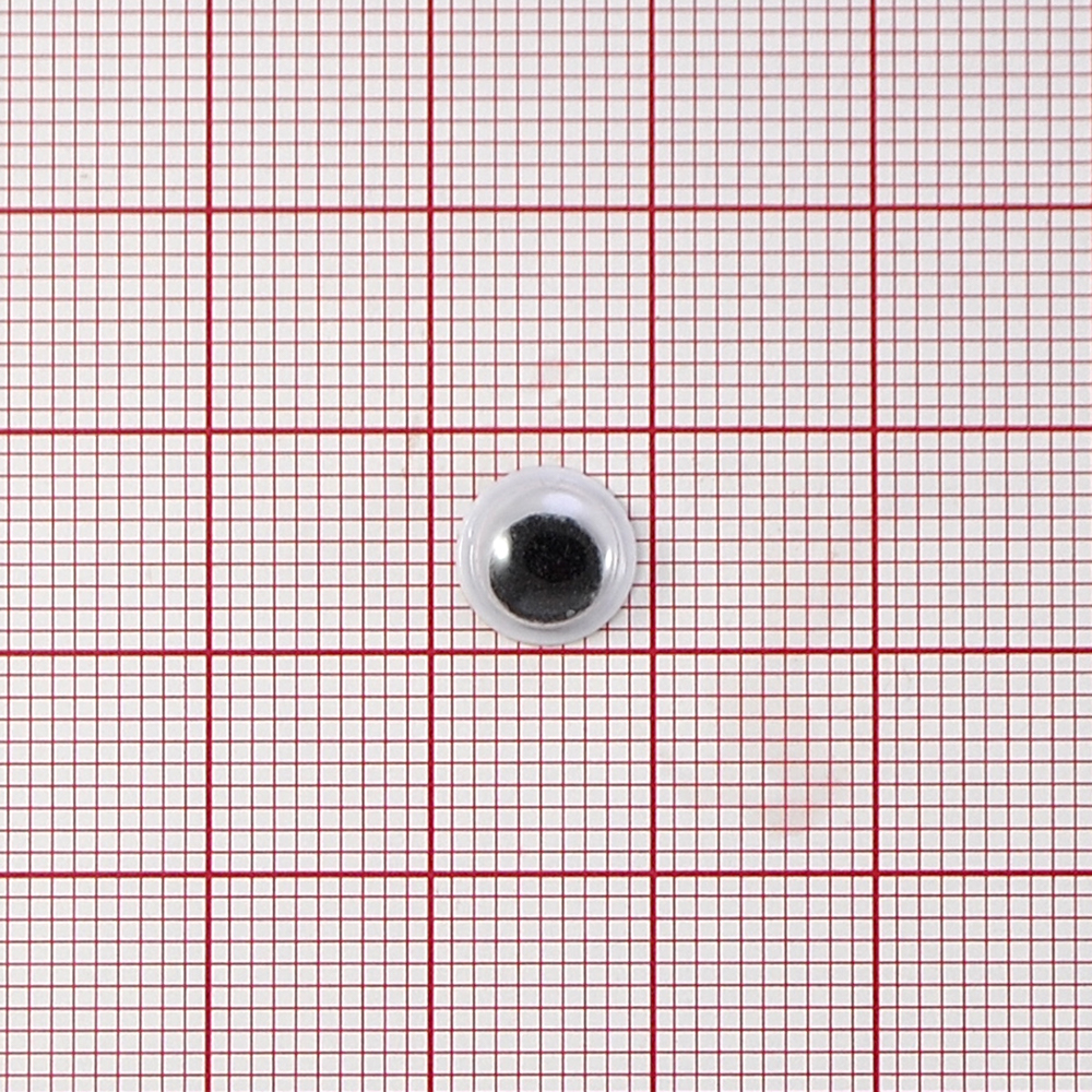 Глаз MR-8, круглый, белый, черный подвижный зрачок, 1тыс.шт. Глазики MR