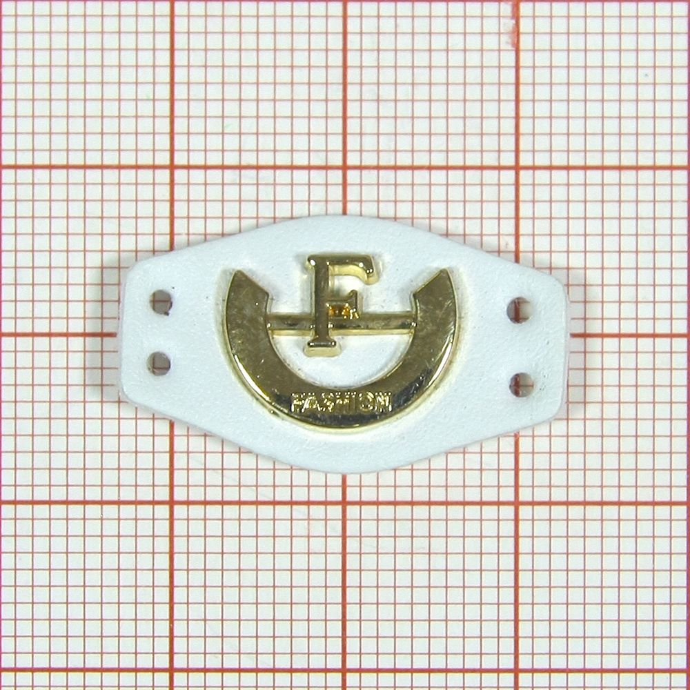 Лейба кожзам F Полукольцо 27*15мм белая, GOLD. Лейба Кожзам