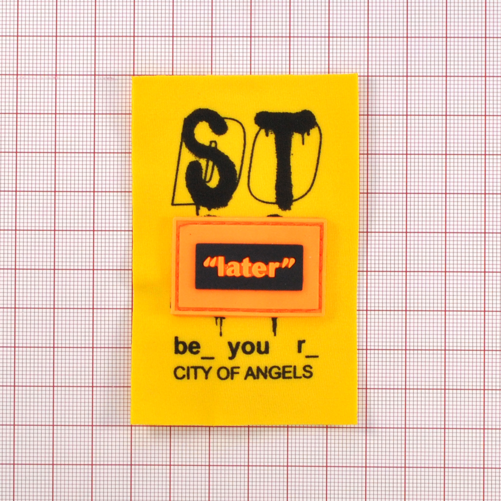 Лейба ткань и резина Later, 6*9см, черный, желтый, оранжевый, шт. Лейба Ткань