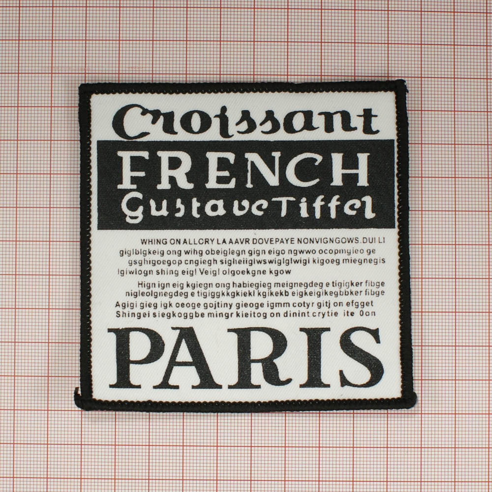 Нашивка тканевая Paris, 9.8*9.8см, черная рамка, белые и черные буквы, шт. Нашивка Ткань