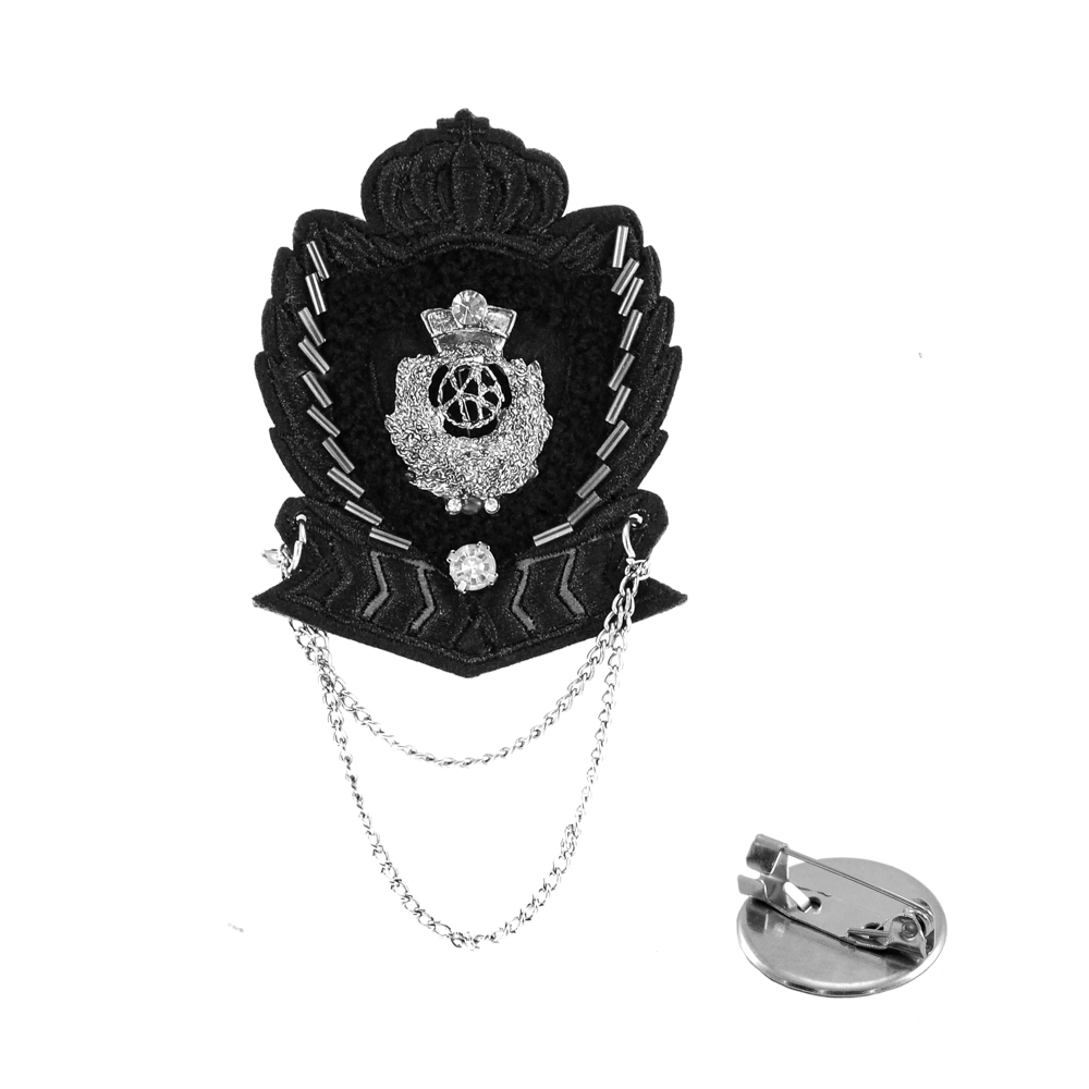 Брошь № 59 Герб КОРОНА, черная, BN бисер, NIKEL, шт. Броши