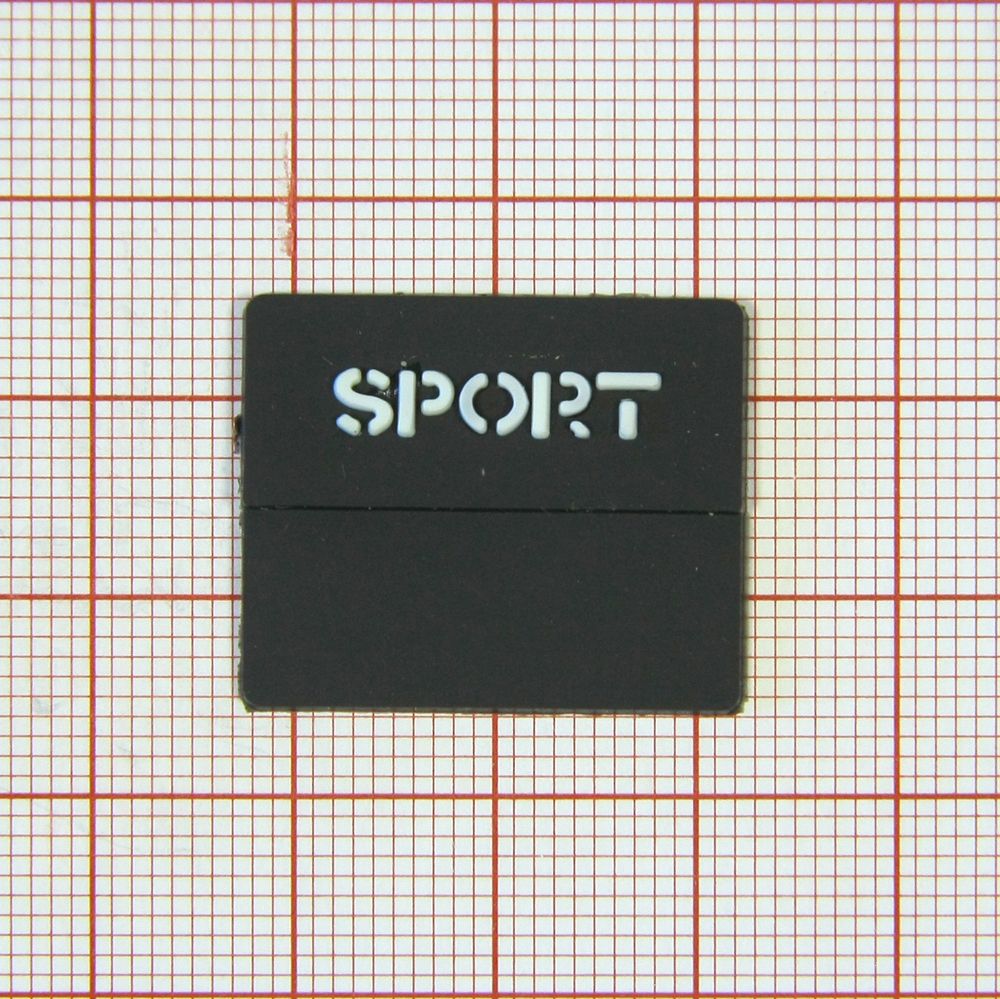 Лейба № 18 Sport резин. прямоуг./флаж/, черн. 2,5*2,1см . Лейба Резина