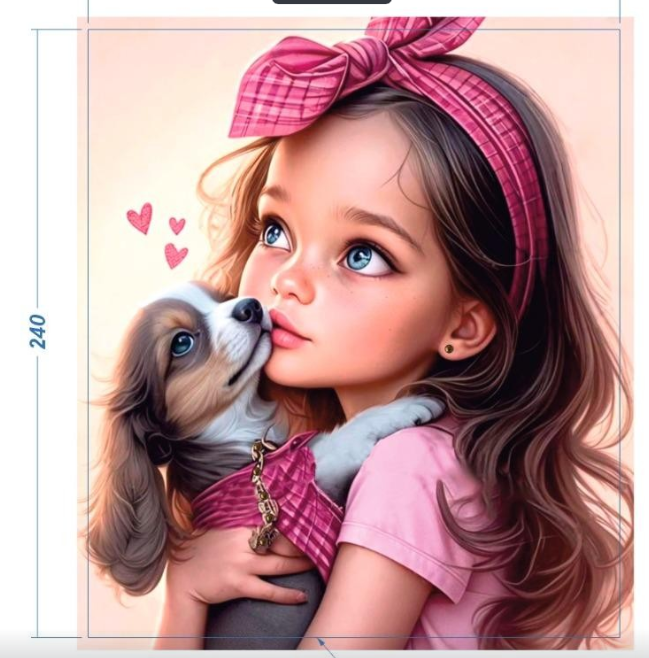 Аппликация композит, Девочка с щенком, 21*24см, королевский атлас, сублимация, лазер, SS10 24484, шт. Аппликация композит