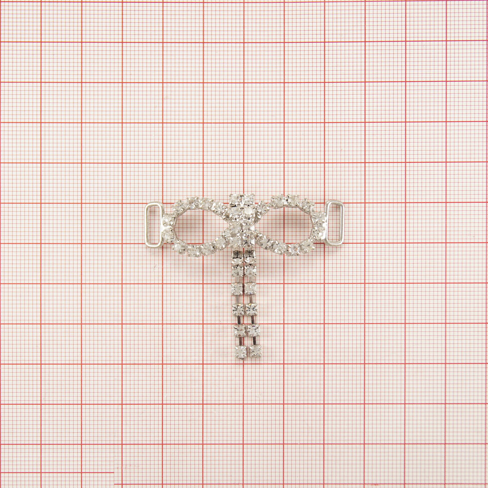 Украшение стеклянное перетяжка NIKEL 2 капли*12 камней, 4 пары, подвеска 6 пар. Перетяжка металл со стразами