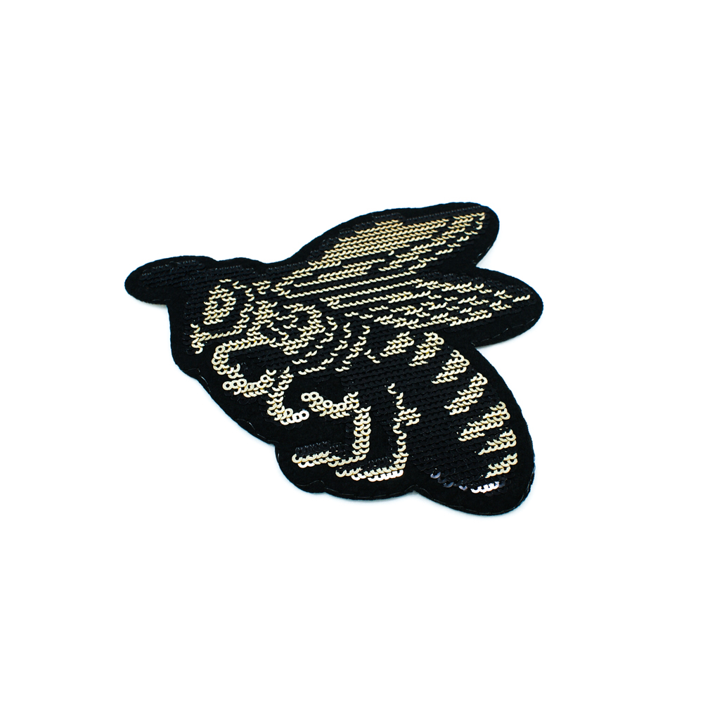 Аппликация клеевая пайетки Пчела 9*8см черный, светло-золотые и черные пайетки, шт. Аппликации клеевые Пайетки