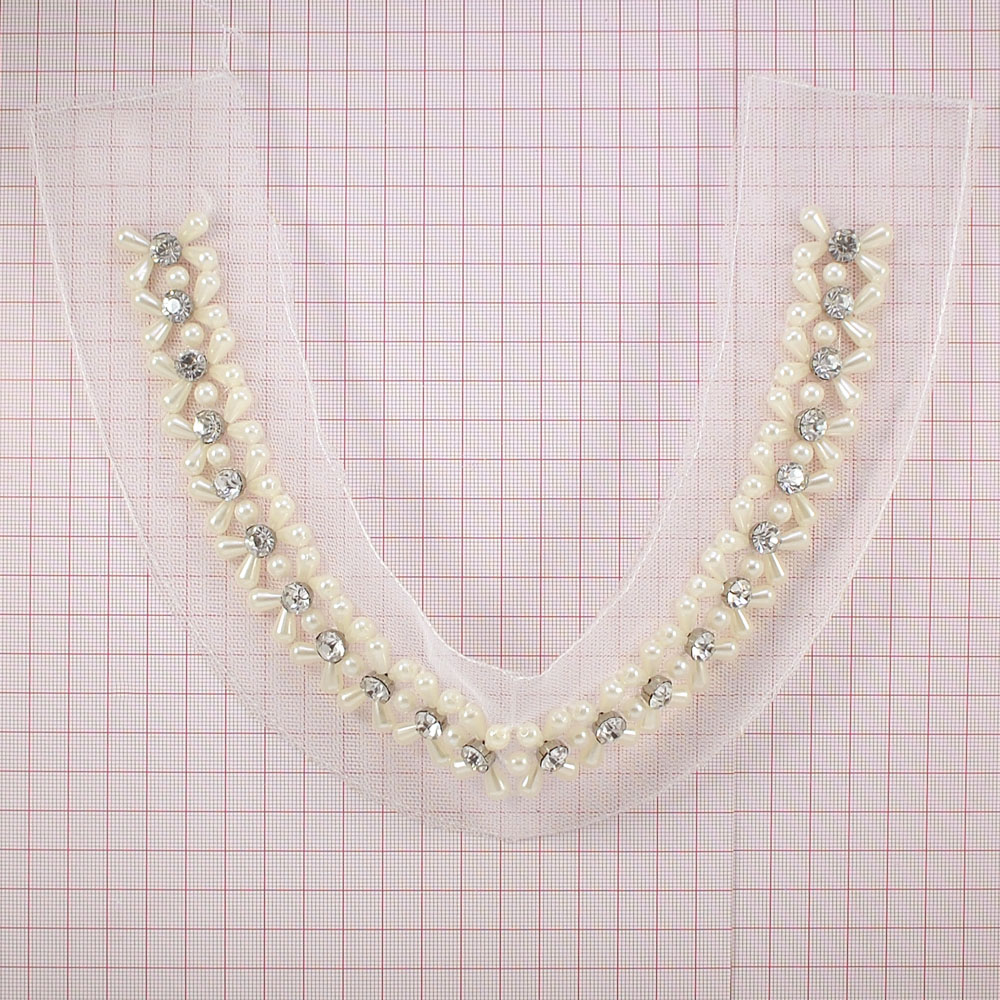 Воротник Шея белый, бисер капля жемчуг, белые камни, шт. Воротники