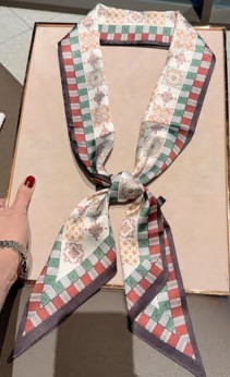 Шарф-галстук тканевый, 110см, зеленый, красный, коричневый, бежевый, шт. Украшения