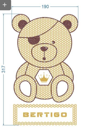 Аппликация композит, Мишка Bertigo, 19*31,7см, DTF, плоттер, пленка 62304, шт. Аппликация композит