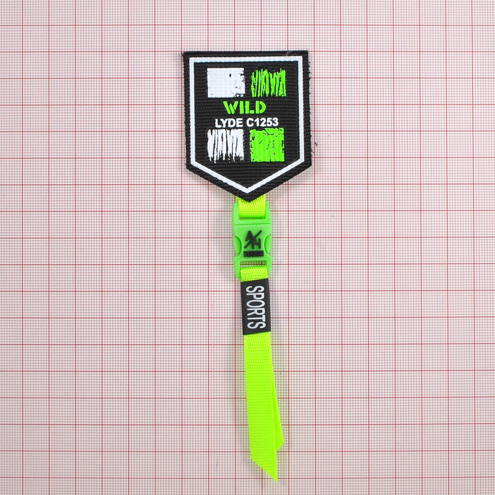 Лейба тканевая с подвеской  Wild, 4.5*5.5см, черный, белый, зеленый, салатовый, шт. Лейба Ткань