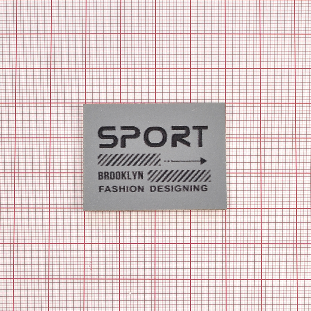 Лейба светоотражающая, SPORT BROOKLYN, 3*4см, серый, черный, шт. Лейба Кожзам