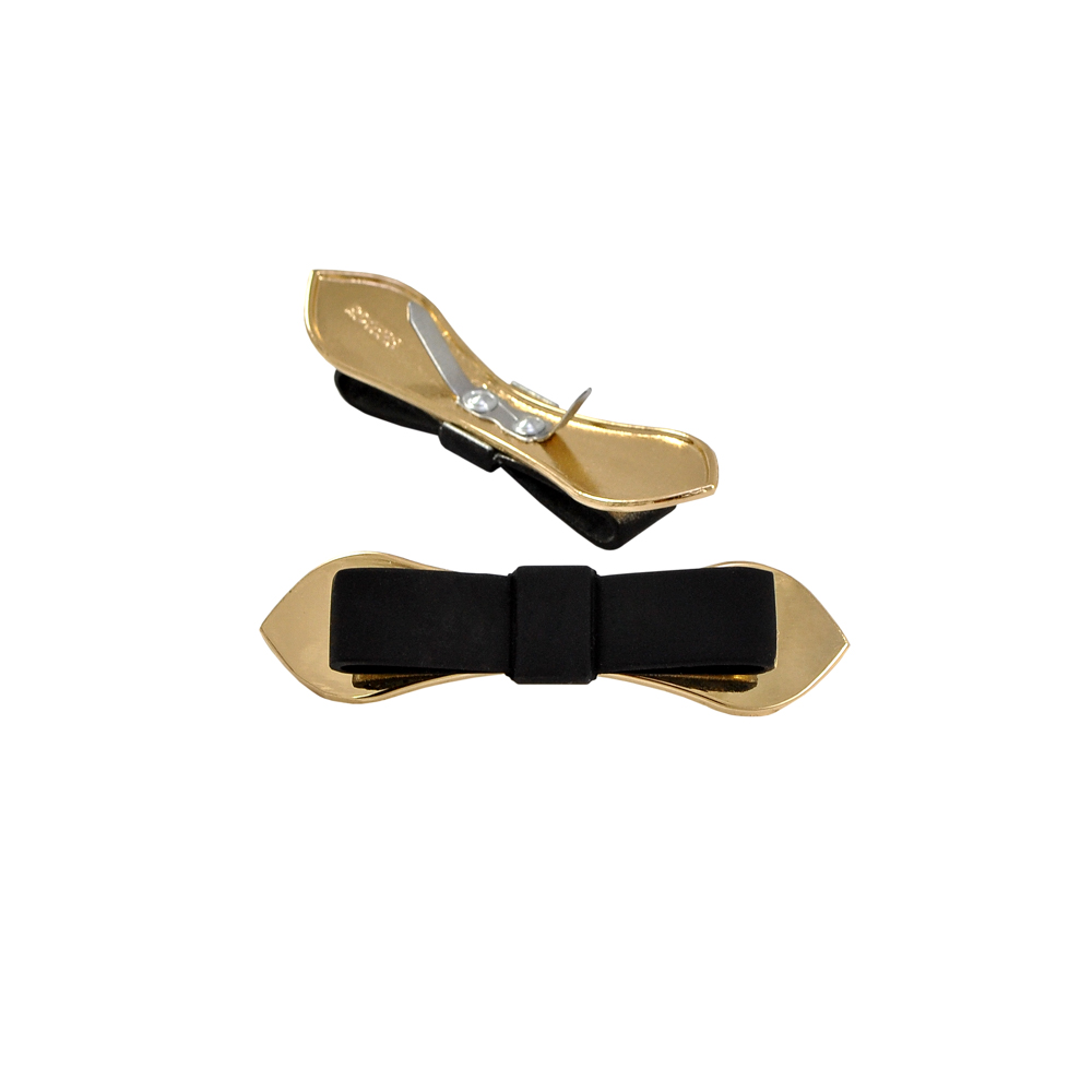 Краб металлический Ремешок-бантик 68*18мм GOLD, черный резиновый бантик, шт. Крабы Металл Геометрия