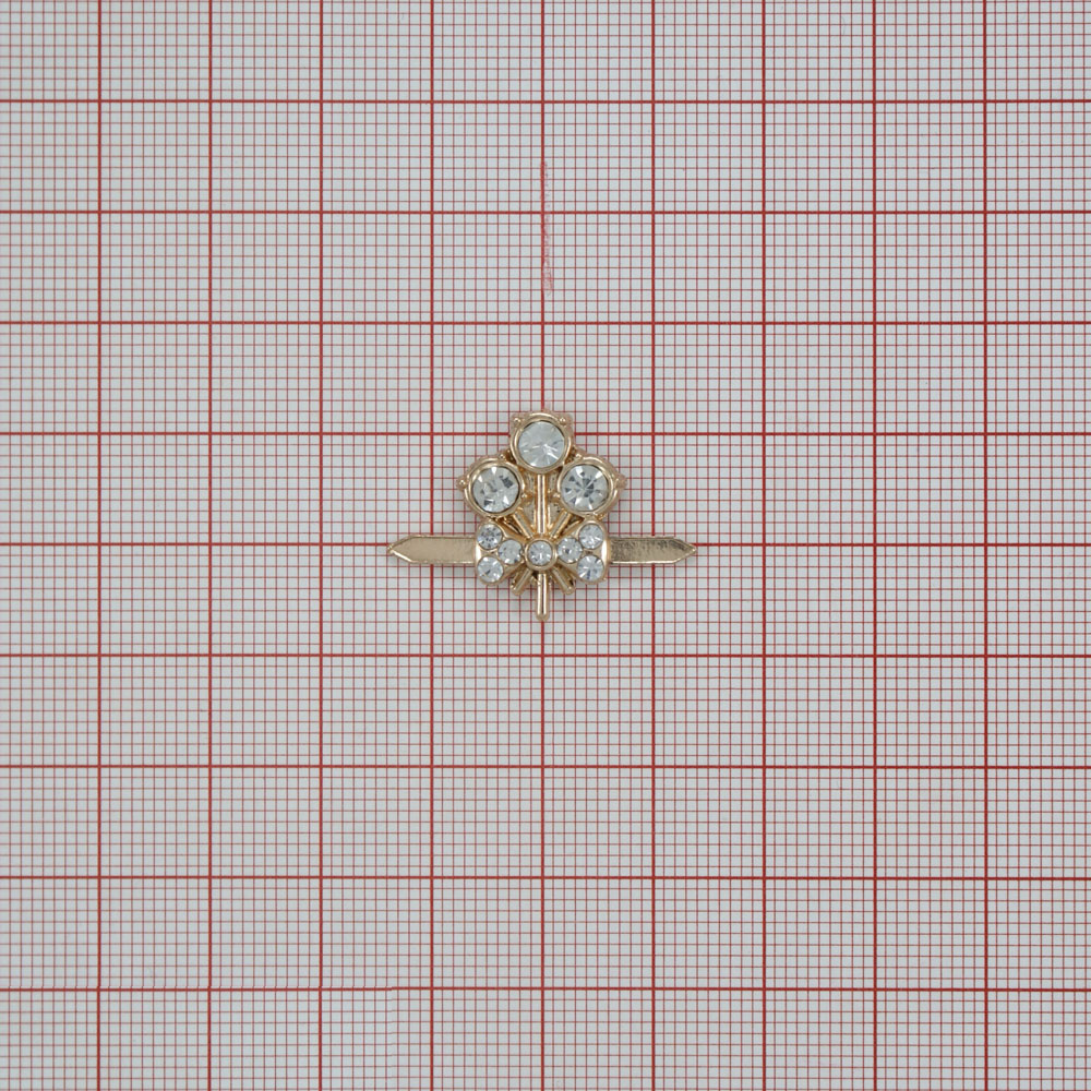Краб металл 51981 Букетик 3 15*20мм GOLD, белые камни, шт. Крабы Металл Цветы, Жуки
