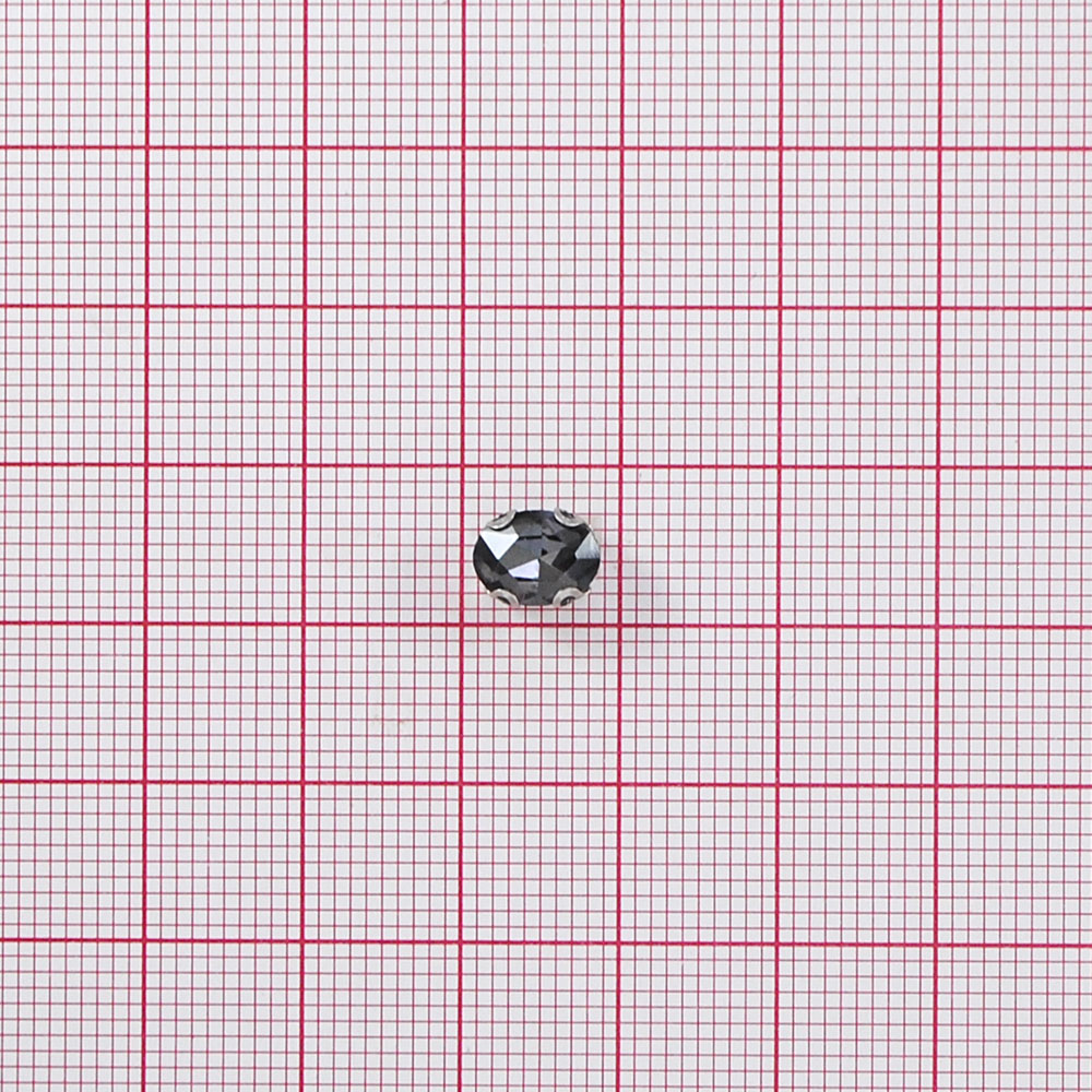 Стразы пришивные в металле, овал, 6*8мм, black diamond, шт. Стразы пришивные в металле