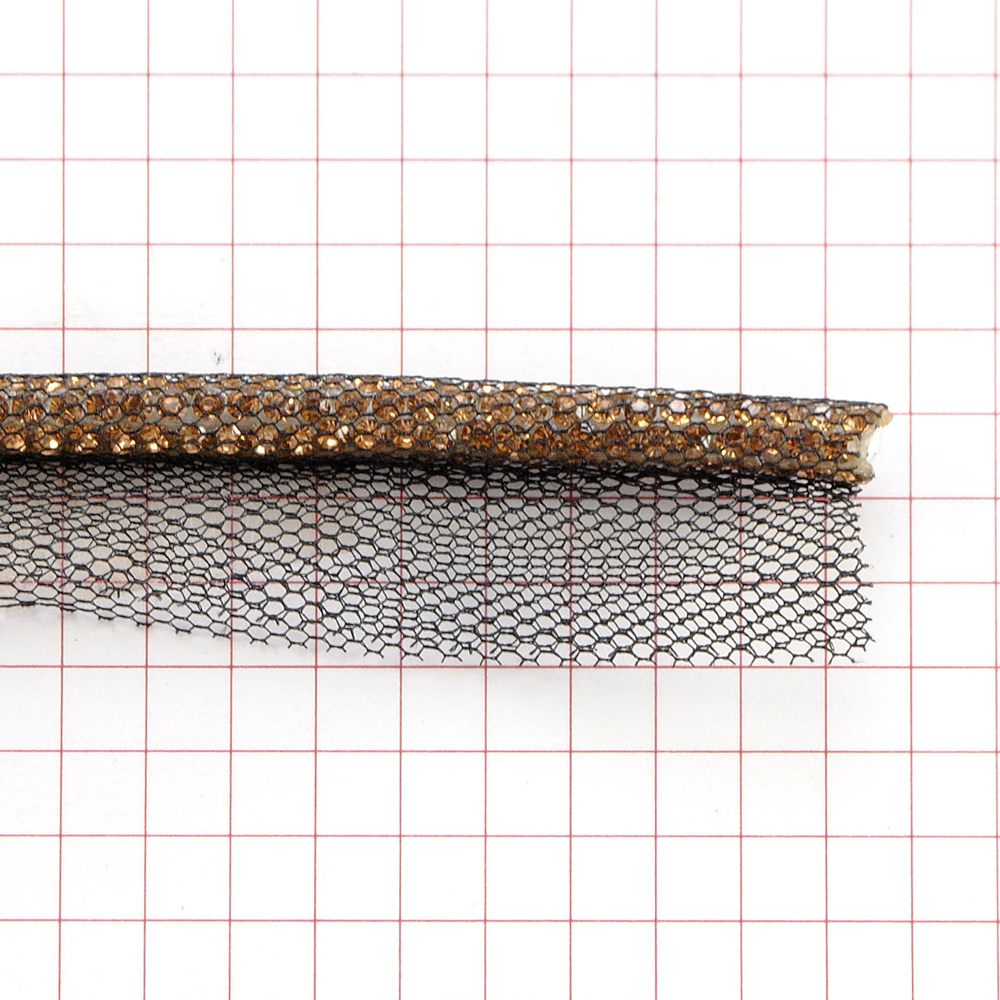 Шнур со стразами, золотые камни, черная сетка, ярд. Тесьма из страз