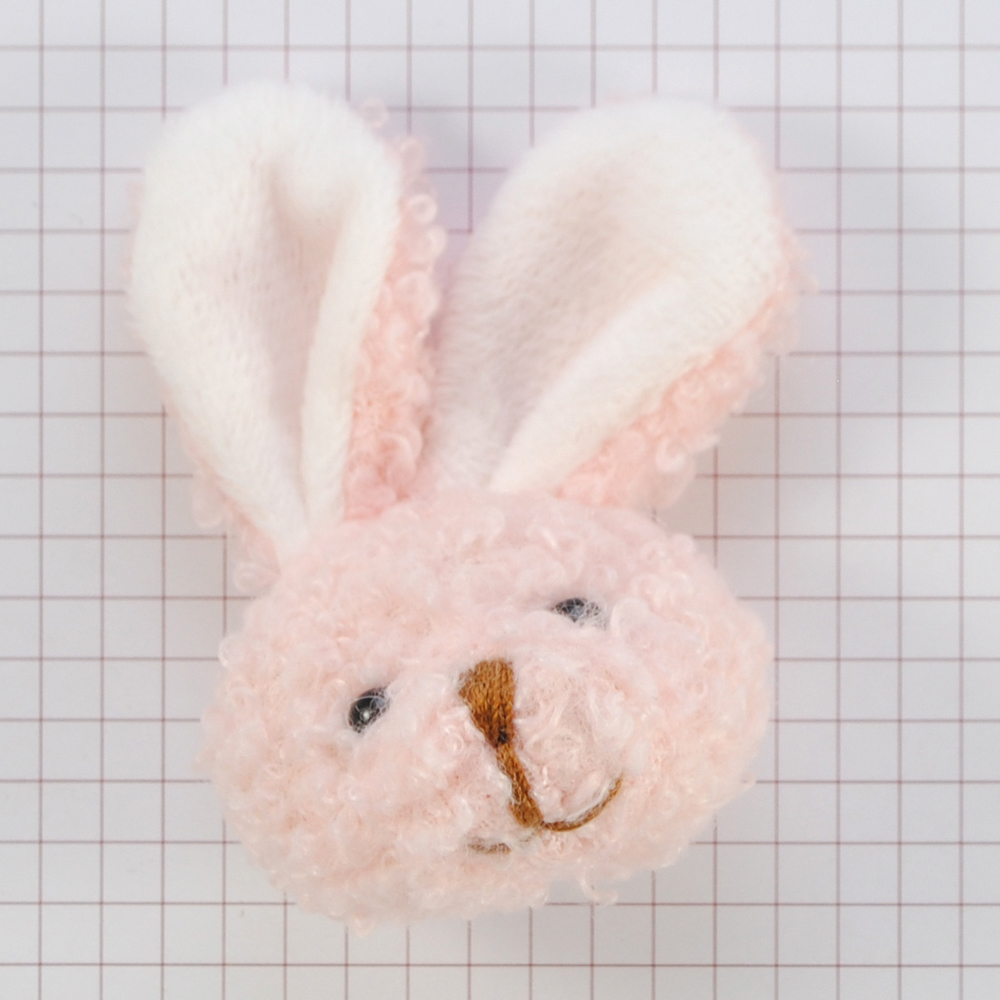 Аппликация тканевая пришивная детская Букле заяц, 5,3*8см, пудра, белый,  шт. Нашивка Детская