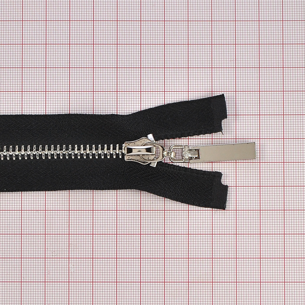 Змейка металлическая  №5 85см О/Е NIKEL, черная ткань, односторонняя, шт. Змейка Металл