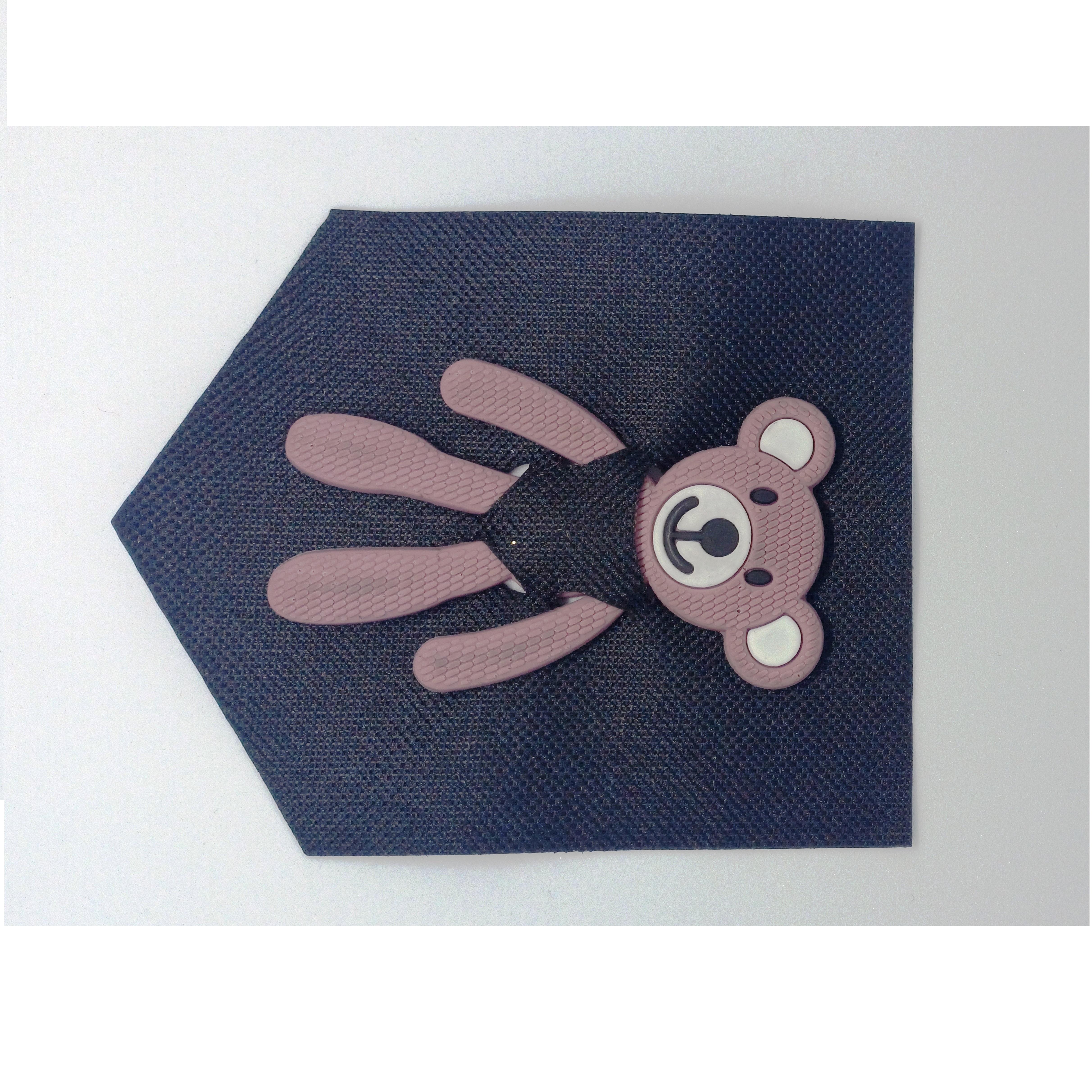 Лейба ткань и резина Мишка в кармане, 8,8*10,5см, черный, лиловый дым, шт. Лейба Ткань