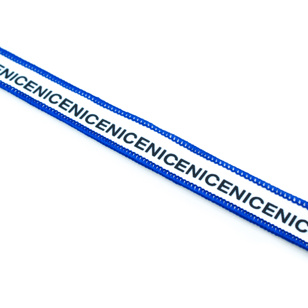 Нашивка тканевая NICE лента 26,5*1,8см белая, черный, синий оверлок, шт. Нашивка Вышивка, Ткань