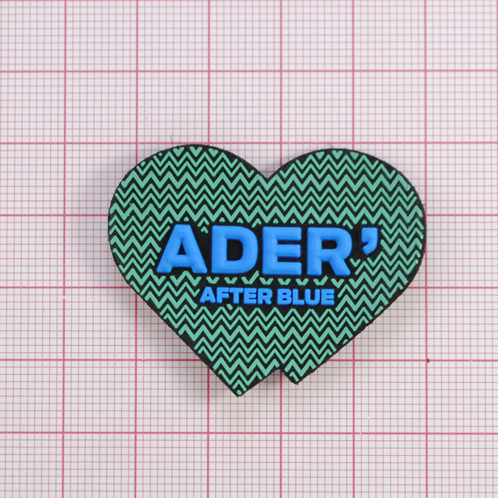 Лейба тк. ADER сердце, 3,5*4.5см, черн., зел., син., шт. Лейба Ткань