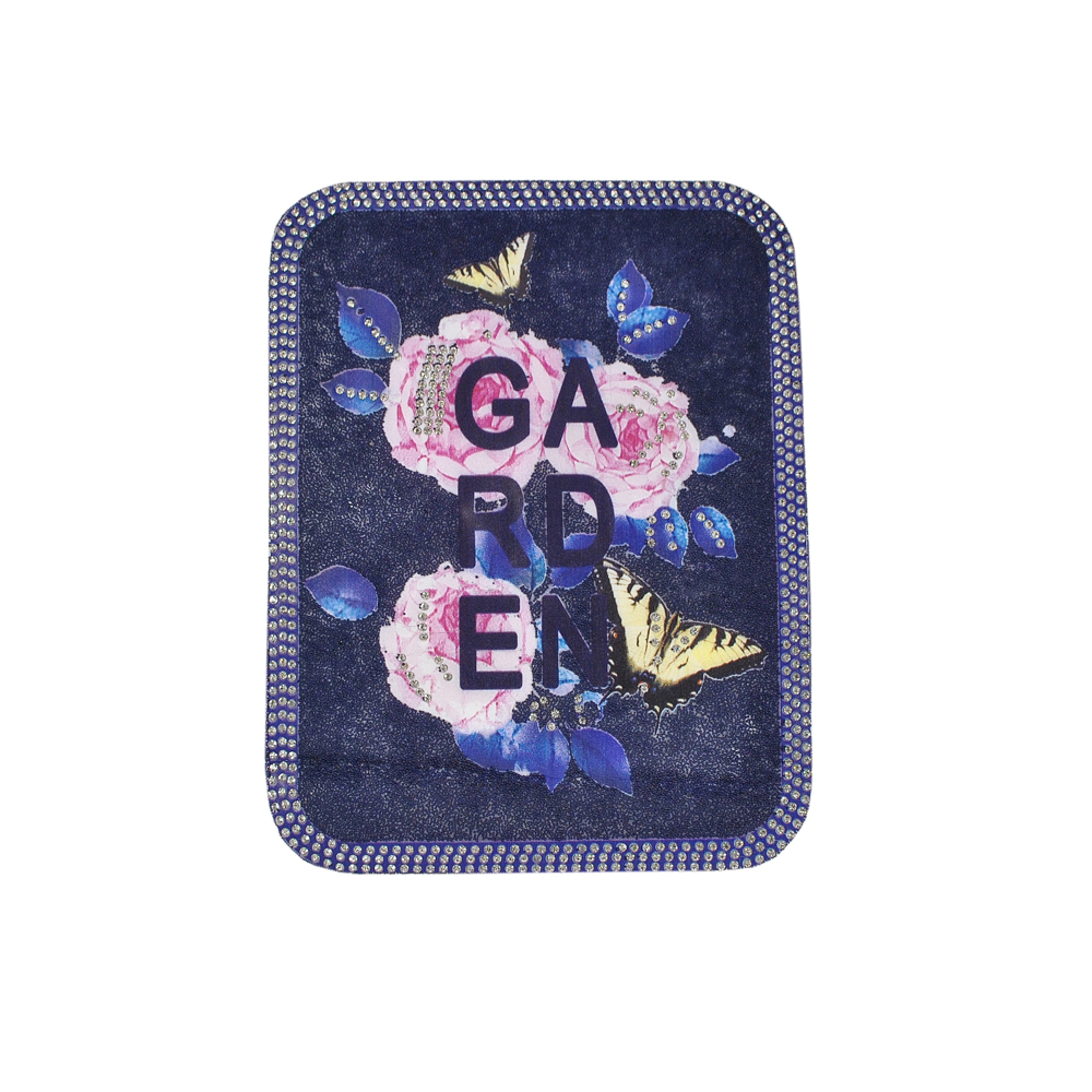 Аппликация клеевая стразы Garden Розы 15*20см темно-синий, белые камни кант . Аппликации клеевые Стразы комб.
