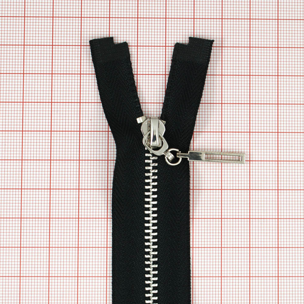 Змейка металлическая  №3 60см O/Е NIKEL, черная ткань, односторонняя, шт. Змейка Металл