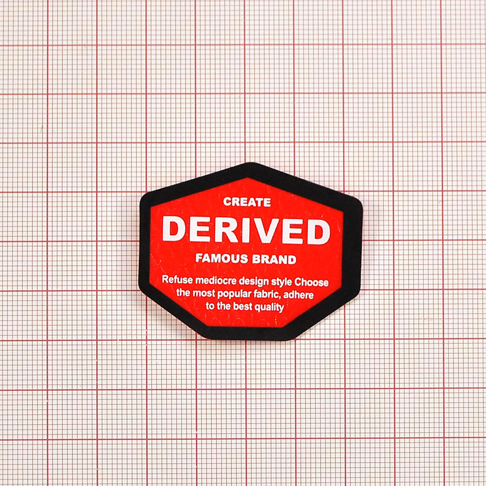 Лейба кожзам DERIVED, 3.5*4.5см, черный, белый, красный, шт. Лейба Кожзам