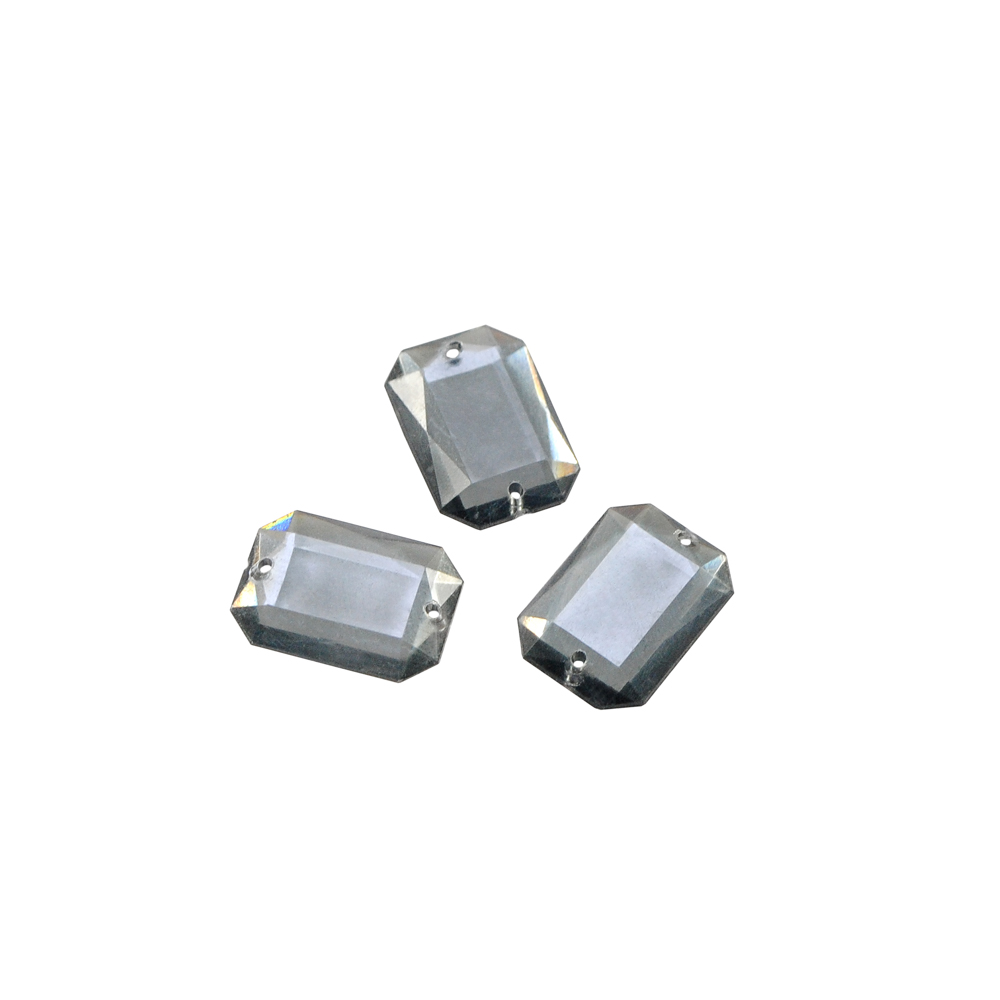 Стразы стеклянные пришивные многранник плоский (13*18мм) серебряный, 1тыс.шт. Стразы пришивные