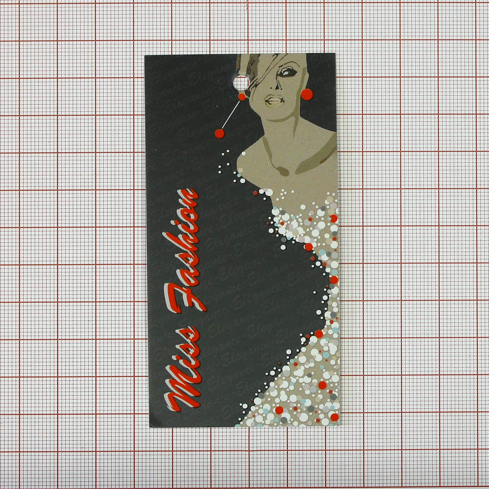 Этикетка бумажная Miss Fashion 50*100мм Платье-шарики. Этикетка бумага