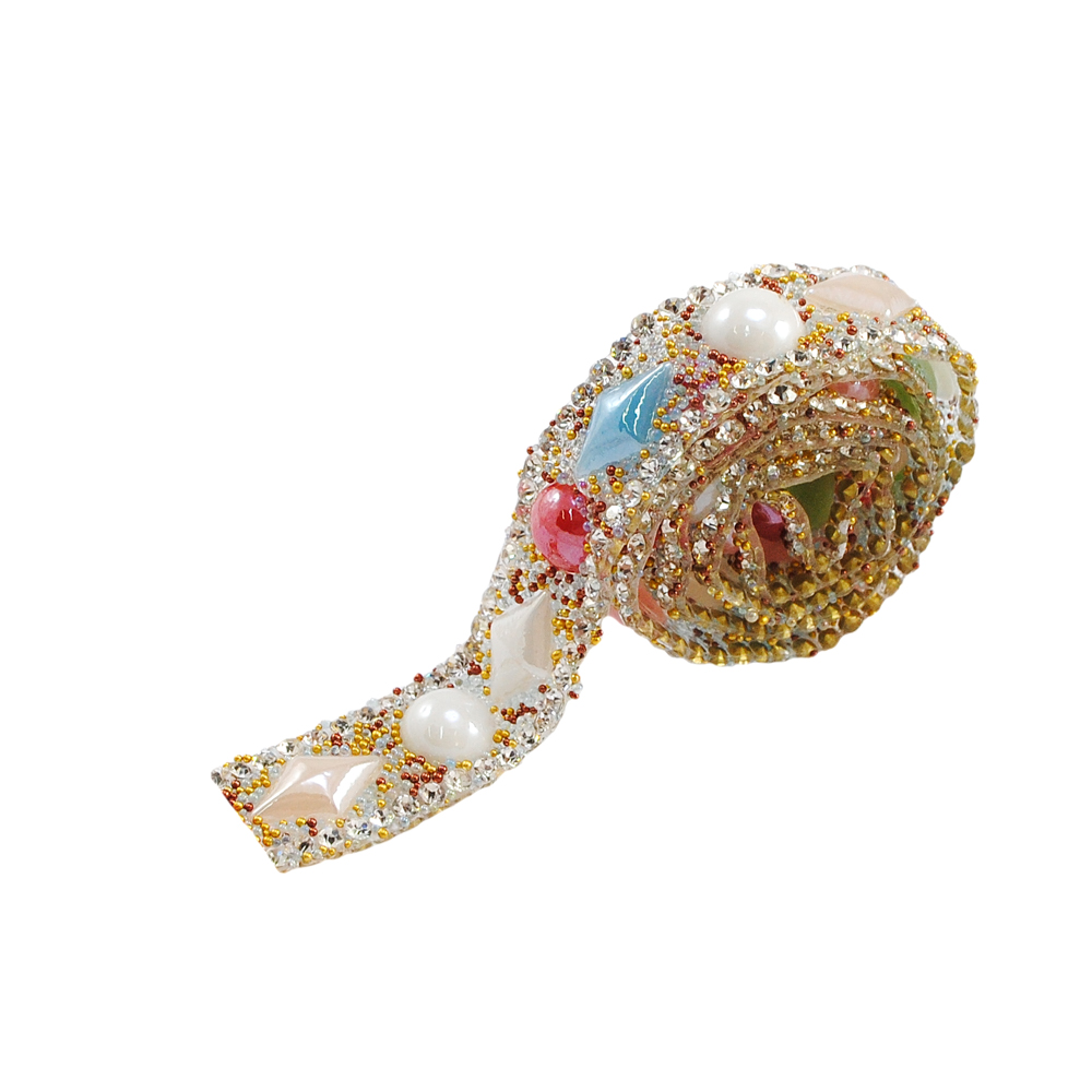 Тесьма стразы клеевые Конфеты 13мм кристалл, цветная эмаль камни, ярд. Тесьма из страз