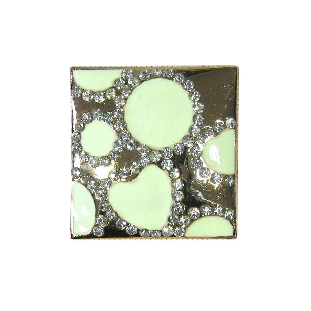 Краб металл Островки эмаль 33мм GOLD, белые камни, кремовая эмаль, шт. Крабы Металл Геометрия Декор