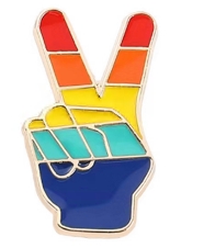 Брошь металл PEACE, 26*16мм, цвета радуги. шт . Броши