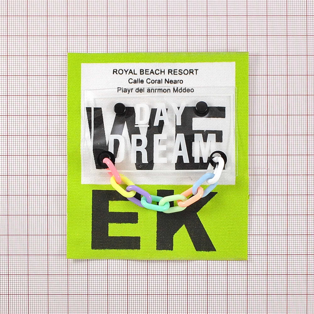 Лейба клеенка с радужной цепочкой DAY DREAM, 9*10,5 см, белый, черный, салатовый, шт. Лейба Клеенка