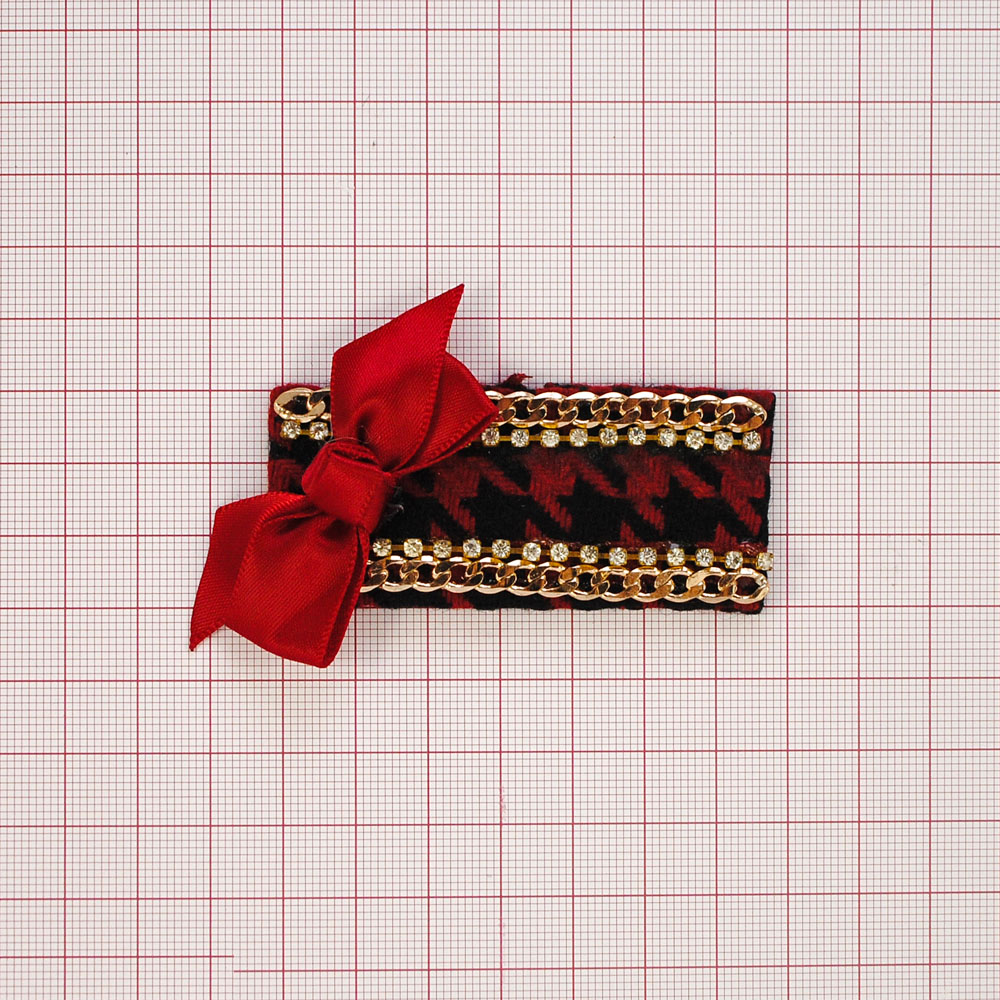 Аппликация декор красная Дорожка-цепь, бант. Аппликация Декор