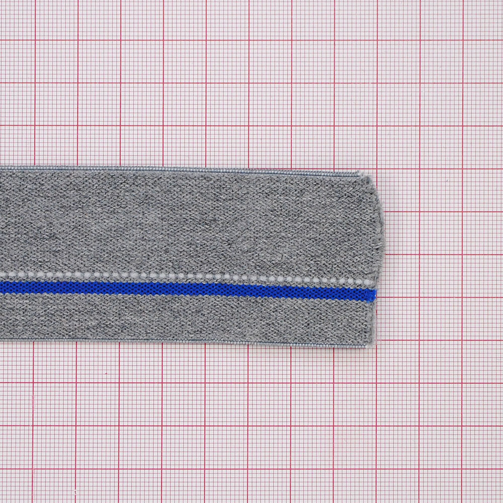 Резинка серая, синяя и белая полоса-строчка, 4см, оранжевый, черный, ярд. Резинка