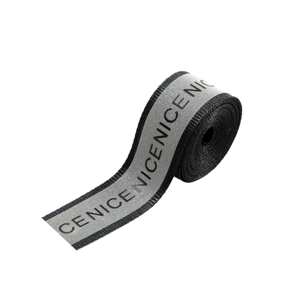Тесьма светоотражающая на ткани NICE 2см, черный, 48ярд. Тесьма