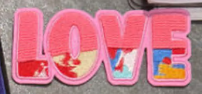 Шеврон Love, желтый, розовый, голубой, шт. Нашивка Ткань