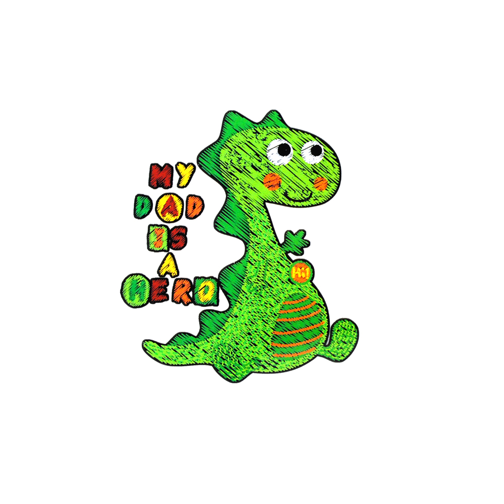Термоаппликация Динозавр 8*7см, зеленый, оранжевый, белый, красный, желтый, шт. Термоаппликации Накатанный рисунок