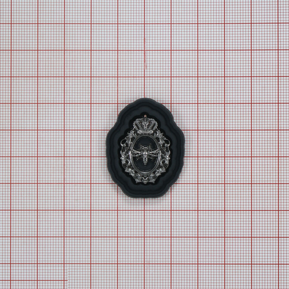 Лейба резиновая  и металл Оса 3*3,5см черный, BLACK NIKEL. Лейба Резина