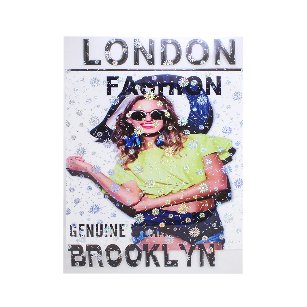 Термоаппликация Девушка LONDON FASHION, 15*19,5см, белый, черный, желтый, снежинки хамелеон, шт. Термопереводки Ассорти
