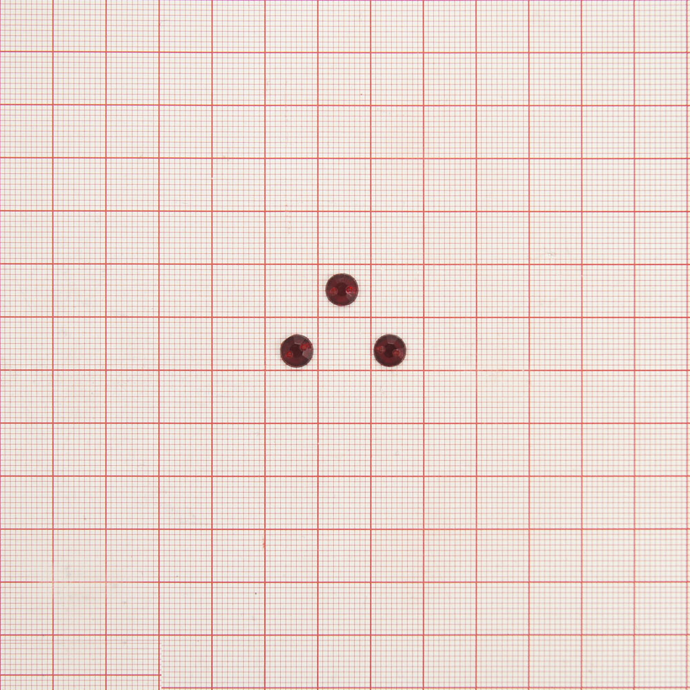 Стразы стеклянные пришивные №6 круглые плоские темно-красные (6мм), 1тыс.шт. Стразы пришивные