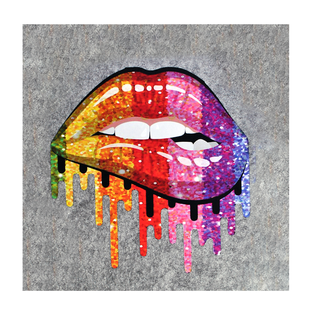 Термоаппликация Губы №22-5 (радужные) большие 19,8*19см, шт. Термопереводки Сердца и Губы