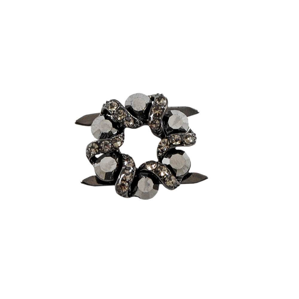 Краб камни и металл Круг с переплетеньем, 1,9см, никель блек, black diamond, шт. Крабы Металл Геометрия Декор